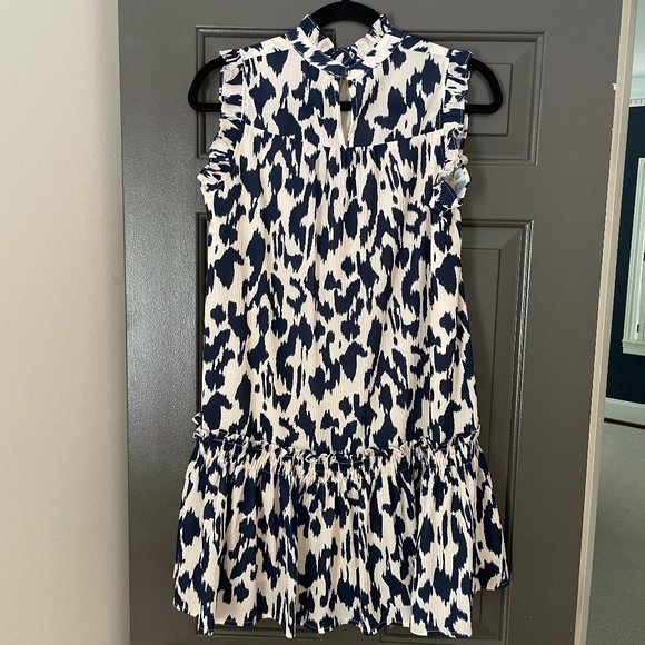 Pinch navy cream leopard print dress, size Small - Picture 2 of 6